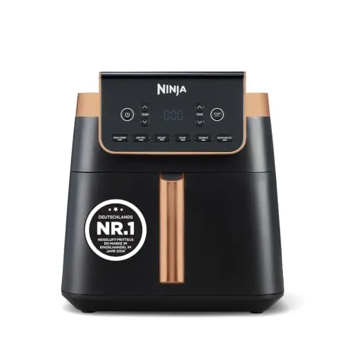 Ninja Heißluftfritteuse MAX PRO, 6,2 L, ölfrei, vielseitig, antihaftbeschichtet, spülmaschinenfest, Schwarz/Kupfer