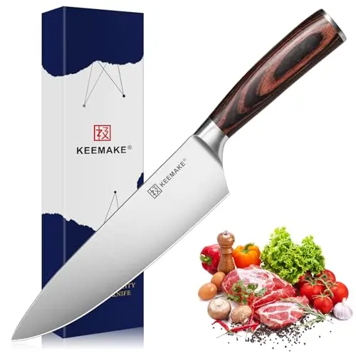 KEEMAKE 20cm Kochmesser - Scharfes Profi Küchenmesser mit ergonomischem Griff, ideales Vatertagsgeschenk