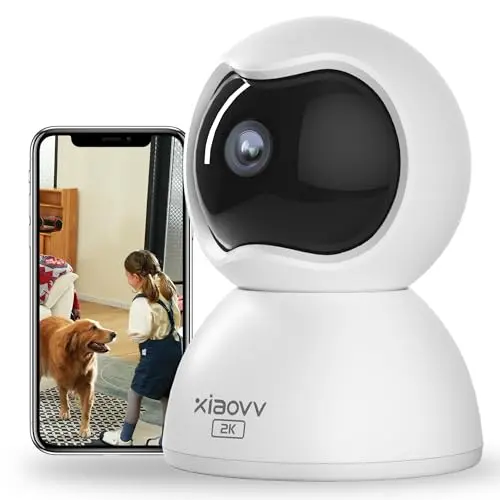 XIAOVV 4MP Innenkamera mit Nachtsicht, Bewegungserkennung & Zwei-Wege-Audio - Hunde Kamera mit App