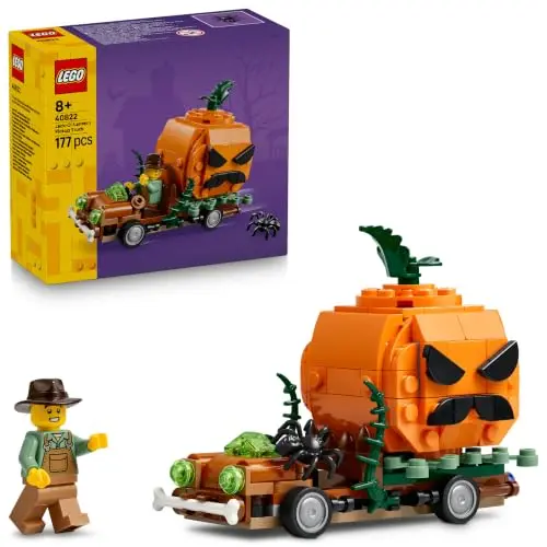 LEGO Pickup mit Halloweenkürbis, Spielzeugfahrzeug, Kinderzimmer Deko, Geschenk für Kinder ab 8 Jahre