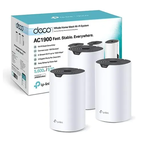 TP-Link Deco S1900 Mesh WLAN Set (3er Pack), AC1900 Dual Band Router & Repeater, 3x Gigabit Ports, Empfehlung für 3-5 Schlafzimmer
