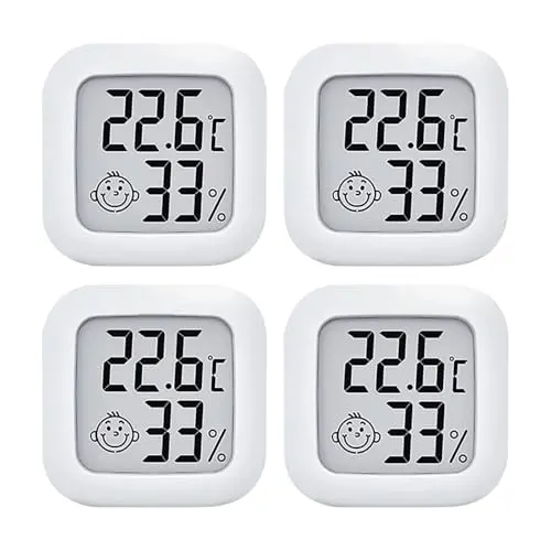 PNGOS Digitales Thermo-Hygrometer, 4er Set für Innenräume, Temperatur- und Luftfeuchtigkeitsmesser