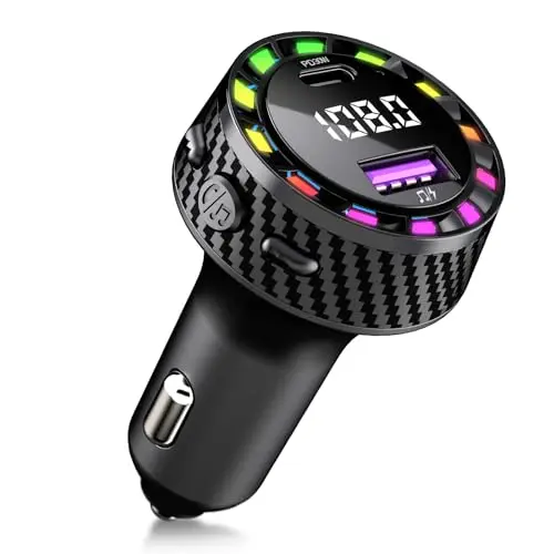 Bluetooth 5.3 FM Transmitter mit Freisprecheinrichtung und 7 Farben Umgebungslicht