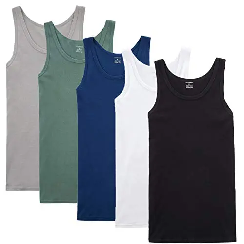 NUOZA Herren Tank Top 5er Pack Feinripp Baumwolle, alle Größen und Farben, XL