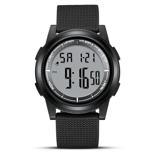 HANPOSH Herren-Digitaluhr 3ATM wasserdicht mit Wecker, Stoppuhr und Kalender