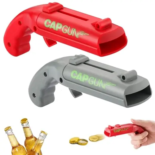HOKYYCC Capgun Flaschenöffner Pistole, 2 Stück, lustige Biergeschenke für Männer, Papa, Ehemann, Barzubehör für zuhause
