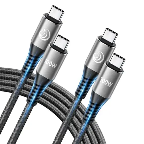 USB C auf USB C Kabel 2 Stück 2M, 100W, Schnellladekabel, Nylon Geflochten, kompatibel mit Samsung, iPhone 16/15/Pro Max, iPad, MacBook, Pixel, Switch