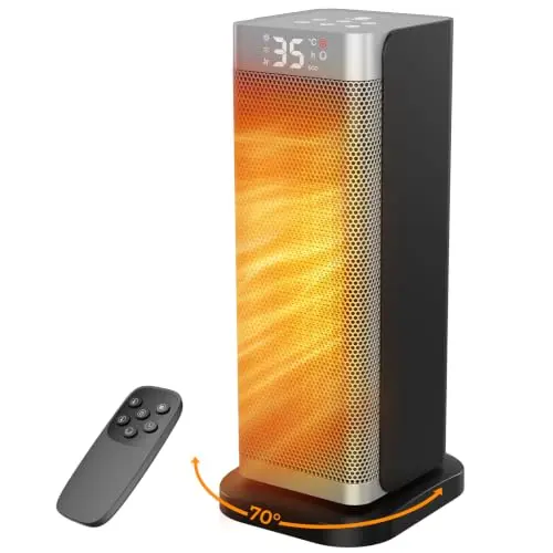 Fitabok Heizlüfter, 2000W, leise, mit 3 Modi, Fernbedienung, 12h Timer, 70° Oszillation, ECO Modus, Überhitzungs- & Kippschutz