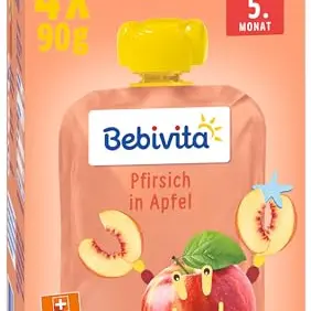 Bebivita Pfirsich-Apfel Quetschbeutel, 4er Pack