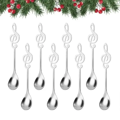 8er Set Weihnachtslöffel aus Edelstahl - Kaffeelöffel für Kaffee, Tee und Dessert