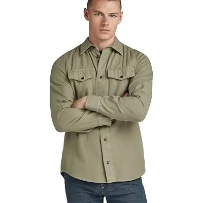 G-STAR RAW Herren Slim Hemd, Marinegrün, Größe S