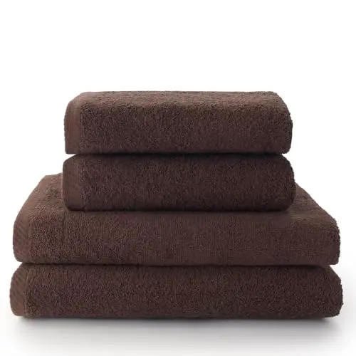 Top Towel Combo: Große Baumwoll-Badetücher und Handtücher, 4 Stück, Braun