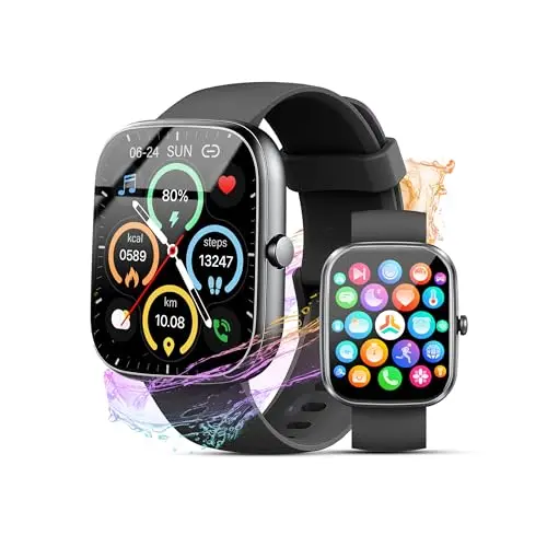 Smartwatch für Herren und Damen, 1.91” Fitnessuhr, IP68 wasserdicht, 100+ Sportmodi, Schrittzähler, Herzfrequenz, Schlafmonitor