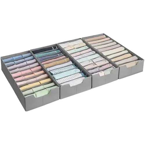 SONGMICS Unterwäsche-Organizer 4er Set für IKEA PAX - faltbar, 50 x 22 x 10 cm, taubengrau