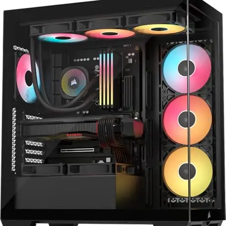 CORSAIR 3500X RS-R ARGB Panoramaglas Mid-Tower PC-Gehäuse mit 3 ARGB-Lüftern, Platz für bis zu 10 Lüfter, Schwarz