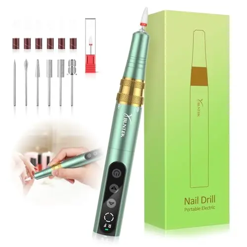 YBLNTEK Kabelloser Nagelfräser, 35000 U/min, Elektrische Nagelfeile Set für Naturnägel und Gelnägel (Hellgrün)