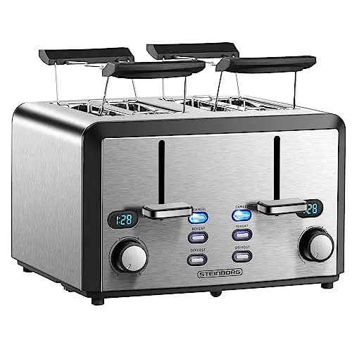 XXL Toaster 4 Toastschlitze | 1600 Watt | 6-Stufen Bräuneregler | Edelstahl