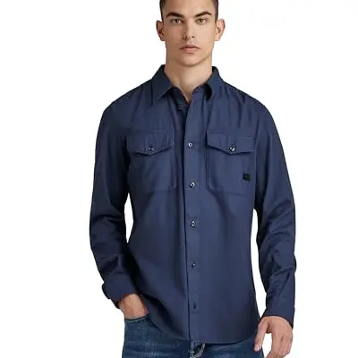 G-STAR RAW Herren Marine Slim Hemd, Blau
