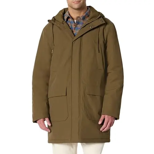 Amazon Essentials Herren-Parka mit Kapuze, Dunkles Tabakbraun, L