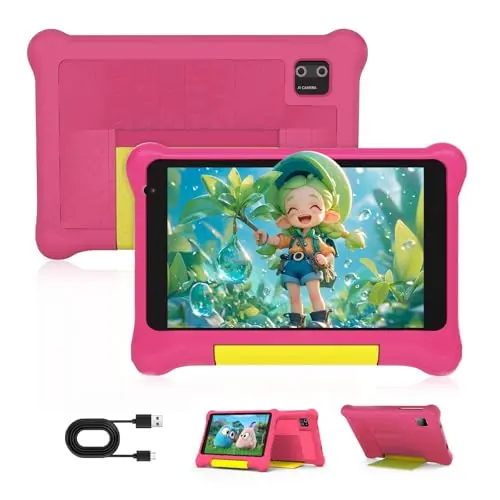 Byxsb 7-Zoll Kinder Tablet, Android 13, 5GB RAM, 32GB ROM, mit Kindersicherung und vorinstallierten Kinderanwendungen (Rosa)