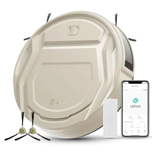 LEFANT M210P Staubsauger Roboter, 2200 Pa, 120 Min Laufzeit, für Teppiche und Hartböden, mit Ladestation, champagnergrau