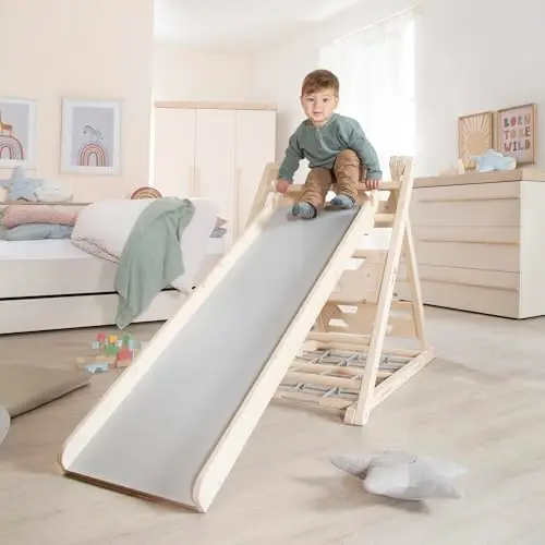 roba Rutschbrett aus Holz – Zubehör für Kletterdreieck & Spielturm – Beidseitig nutzbar als Rutsche & Kletterelement – Ab 24 Monaten