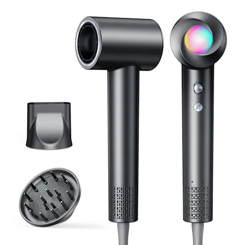 Haokoo Ionen Föhn mit Diffusor, Hochgeschwindigkeitshaartrockner, 8 Temperaturstufen, für Locken, Reisen & Zuhause