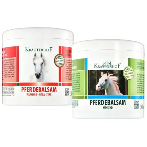Kräuterhof Pferdebalsam Set (2 x 500 ml) – Kühlend und Wärmend, Linderung bei Muskel- und Gelenkschmerzen