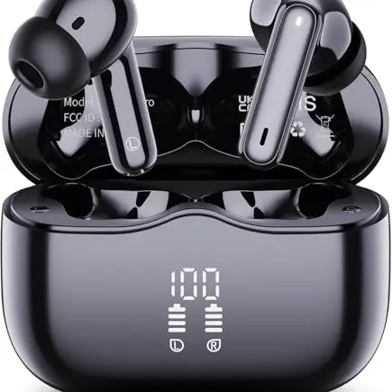 Kabellose Bluetooth In Ear Kopfhörer, Noise Cancelling, 40h Akku, IP7, kompatibel mit iOS & Android, Schwarz