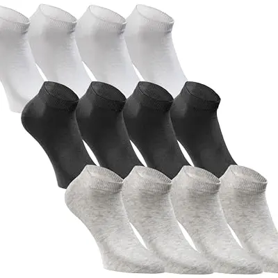JACK & JONES Sneaker Socken 12er Set für Herren und Damen - Schwarz-Weiß-Grau - Gr. 35-38