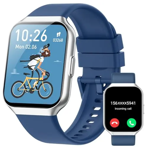 Hendari Smartwatch für Damen und Herren, 1,96" Touchscreen, 140+ Sportmodi, IP68 wasserdicht, Fitnessuhr mit Puls- und Schlafmonitor