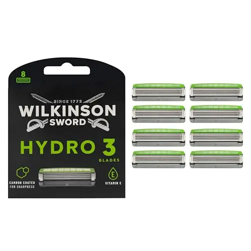 Wilkinson Sword Hydro 3 Rasierer für Männer mit 8 Ersatzklingen und Feuchtigkeitsspendendem Gel