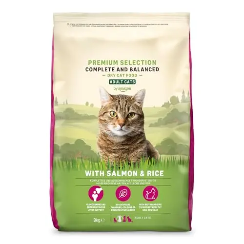 Amazon Katzenfutter mit Lachs & Reis, 3 kg – Trockenfutter für adulte Katzen