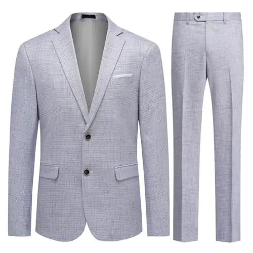 Allthemen Herren Anzug 2 Teilig Kariert Slim Fit für Hochzeit
