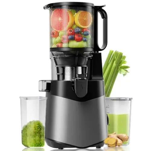 Canoly Saftpresse, 400W Slow Juicer, Kaltpresse, Große Fütterungsrutsche, 2L Volumen, BPA-frei, Leicht zu reinigen, Deep Grey