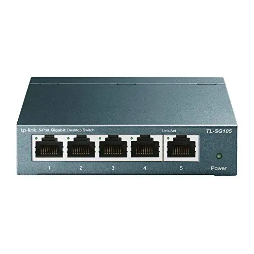 TP-Link TL-SG105 5-Ports Gigabit Switch, metal, unmanaged, lüfterlos, blau metallic