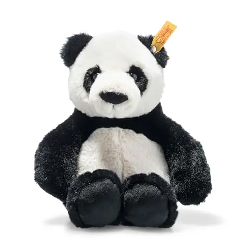 Steiff Ming Panda Kuscheltier 27 cm - Weich und Waschbar, Weiß/Schwarz