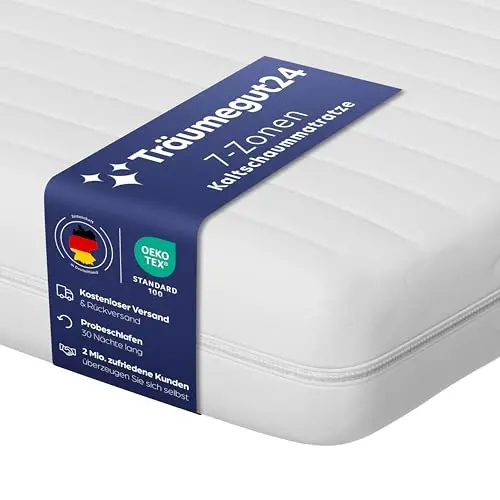 Träumegut24 AquaFlex 7-Zonen Matratze 160x200 cm | Ergonomische Kaltschaummatratze | Hypoallergen & waschbar