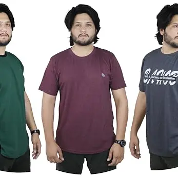 Bahob Herren-T-Shirt, Rundhalsausschnitt, Baumwolle, 3er-Pack, Größen S bis 3XL
