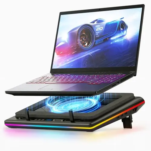 llano 2024 RGB Gaming Laptop Kühler mit Touch-Bedienung und 14cm Turbo-Lüfter für 15-19 Zoll Notebooks
