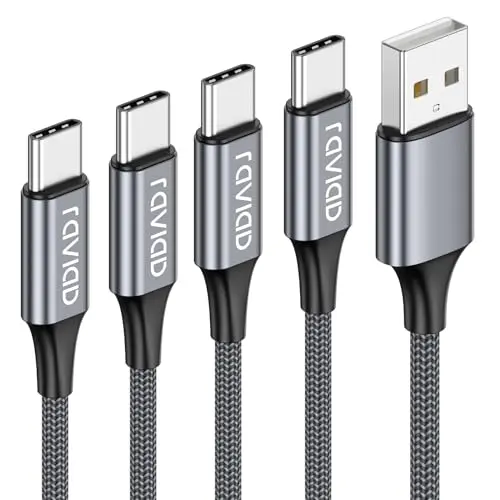 RAVIAD USB C Kabel 4Pack (0.5M, 1M, 2M, 3M) Schnelles Nylon Ladekabel für iPhone 15 Pro Max und Samsung Galaxy
