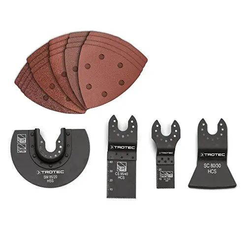 TROTEC 24-tlg. Zubehör-Set für Multifunktionswerkzeug mit Schleifpapier und Sägeblättern