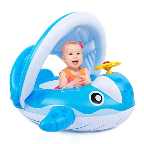 Peradix Wal Schwimmring mit Sonnendach für Kleinkinder 9-36 Monate (Blau)