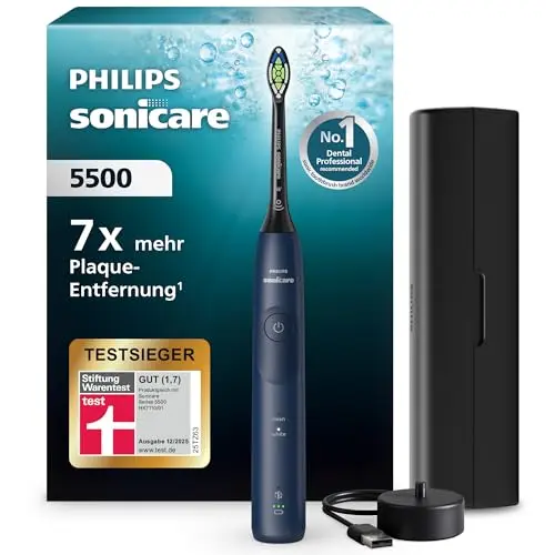 Philips Sonicare 5500 elektrische Schallzahnbürste mit 2 Putzmodi, Andruckkontrolle & Timer, Navy