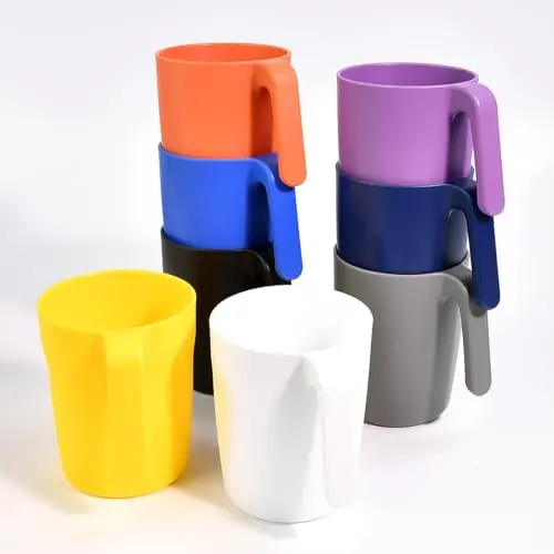 Vunanvu 8er Set bunte Kaffeetassen 450ml - Bruchfeste Mehrweg-Plastikbecher für Kinder und Party