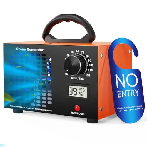 Ozongenerator 120000 mg/h – 2-in-1 Luftreiniger mit Timer, Temperatur- und Feuchtigkeitsanzeige, für Auto, Wohnung, Hotel, Küche und Haustiergerüche