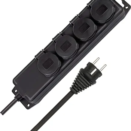 Brennenstuhl Steckdosenverteiler IP44 4-Fach für Baustellen und Außenbereich, 2m Kabel, schwarz