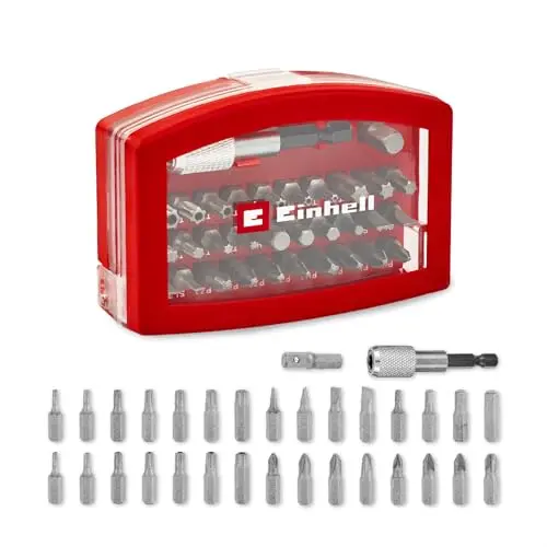 Einhell 32-tlg. Bit-Box mit Aufbewahrungsbox, Gürtelclip und Schnellwechselbithalter