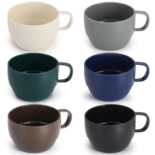 ReaNea Nespresso Tassen Set 350ml, 6er Kaffeetassen für Zuhause, Outdoor und Camping, tolles Geburtstagsgeschenk