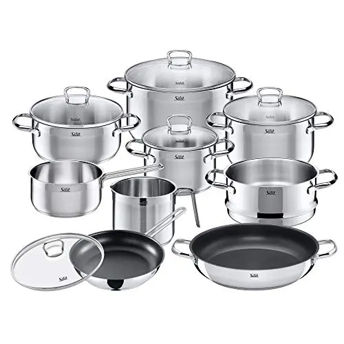 Silit Toskana 10-teiliges Topfset, induktionsgeeignet mit Glasdeckel, Edelstahl, unbeschichtet
